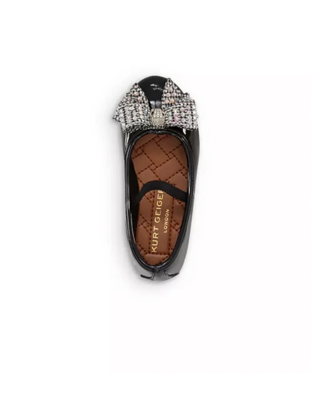 Kurt Geiger Girls' Black Patent Mary Jane Flats with Crystal Bow